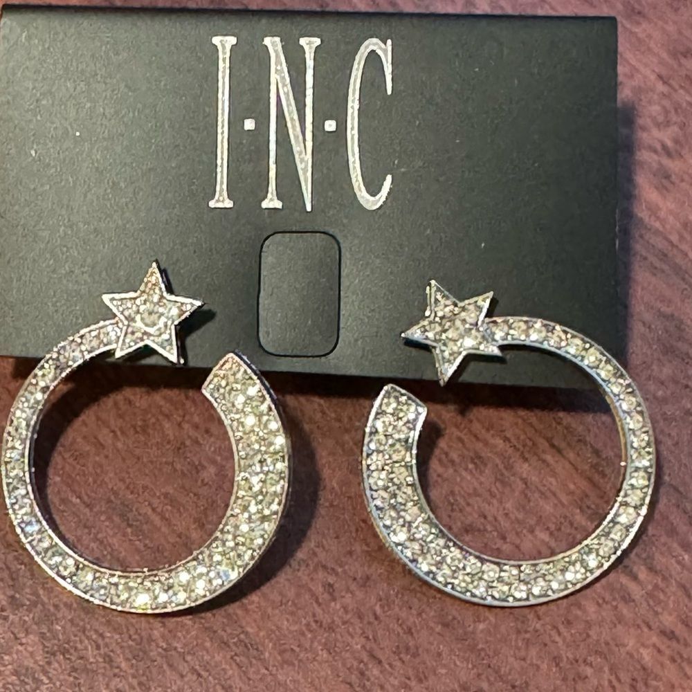 INC Pave Crystal Star Ring Post Earrings